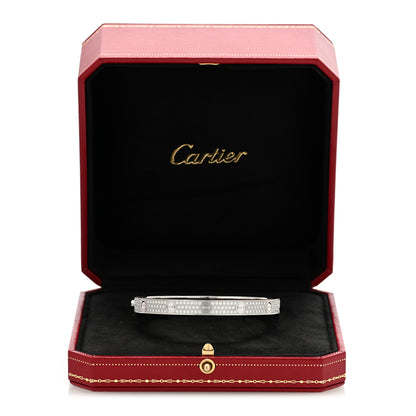 Cartier 18K White Gold Diamond LOVE Paved Bracelet 18 7 of 7