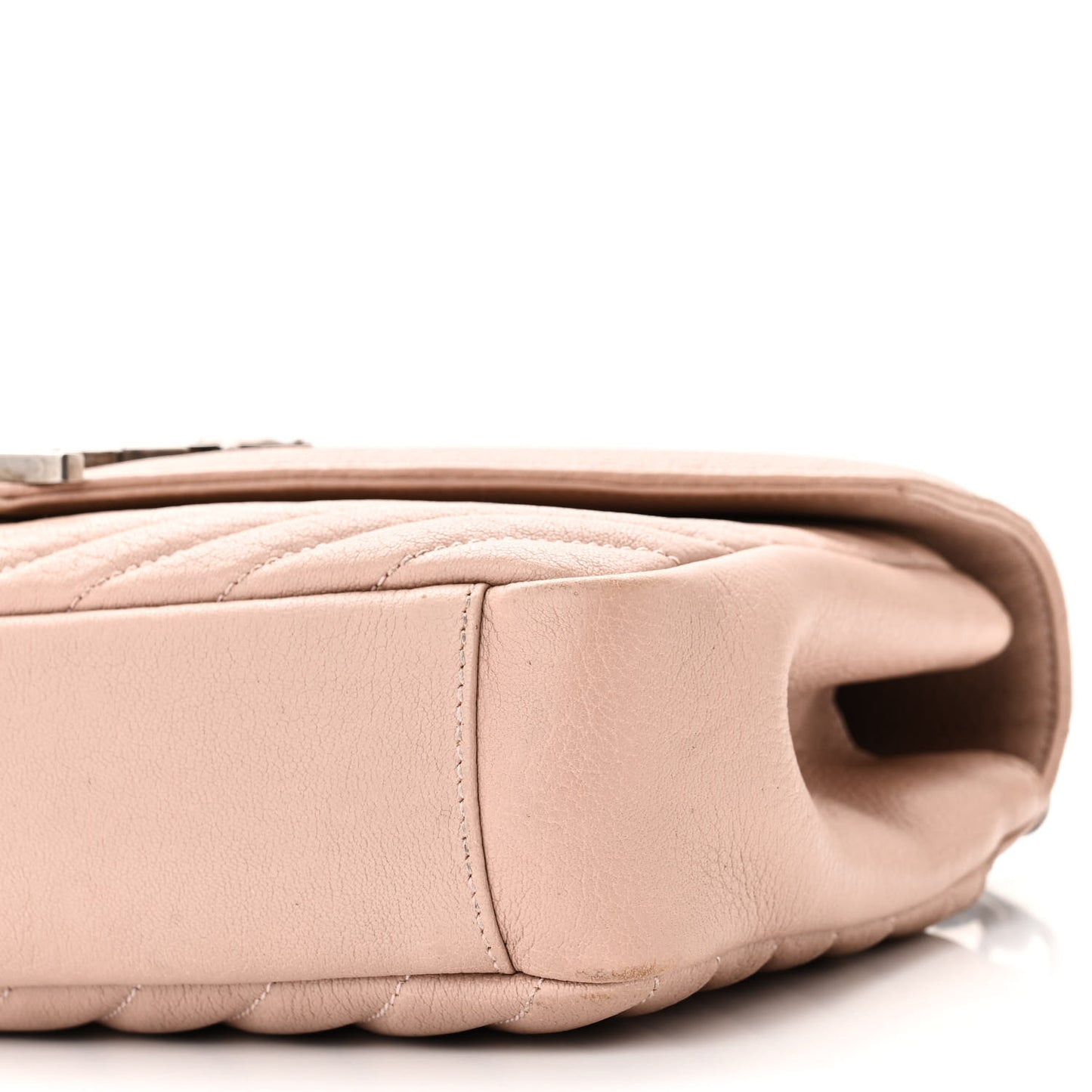 Sheepskin Matelasse Chevron Monogram Medium College Bag Rose Poudre