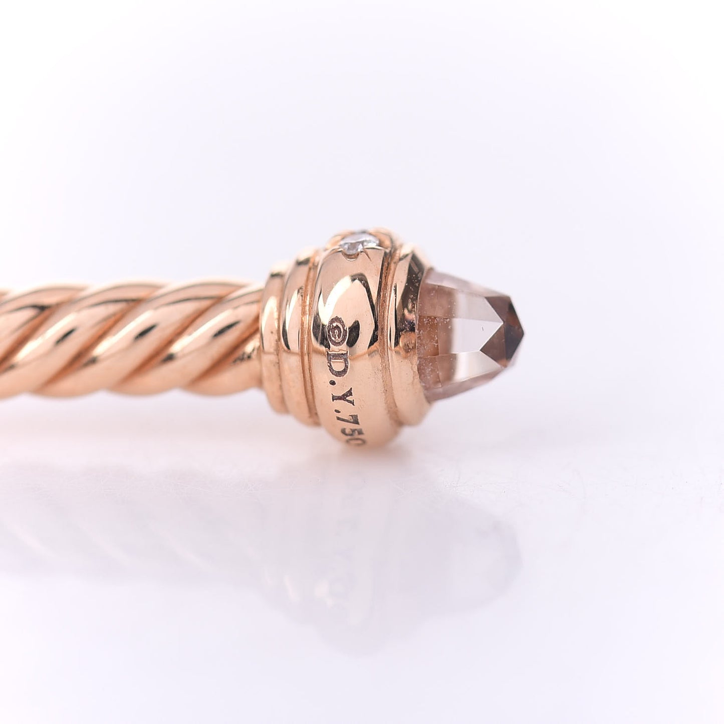 18K Rose Gold Diamond Morganite 3mm Cablespira Bracelet