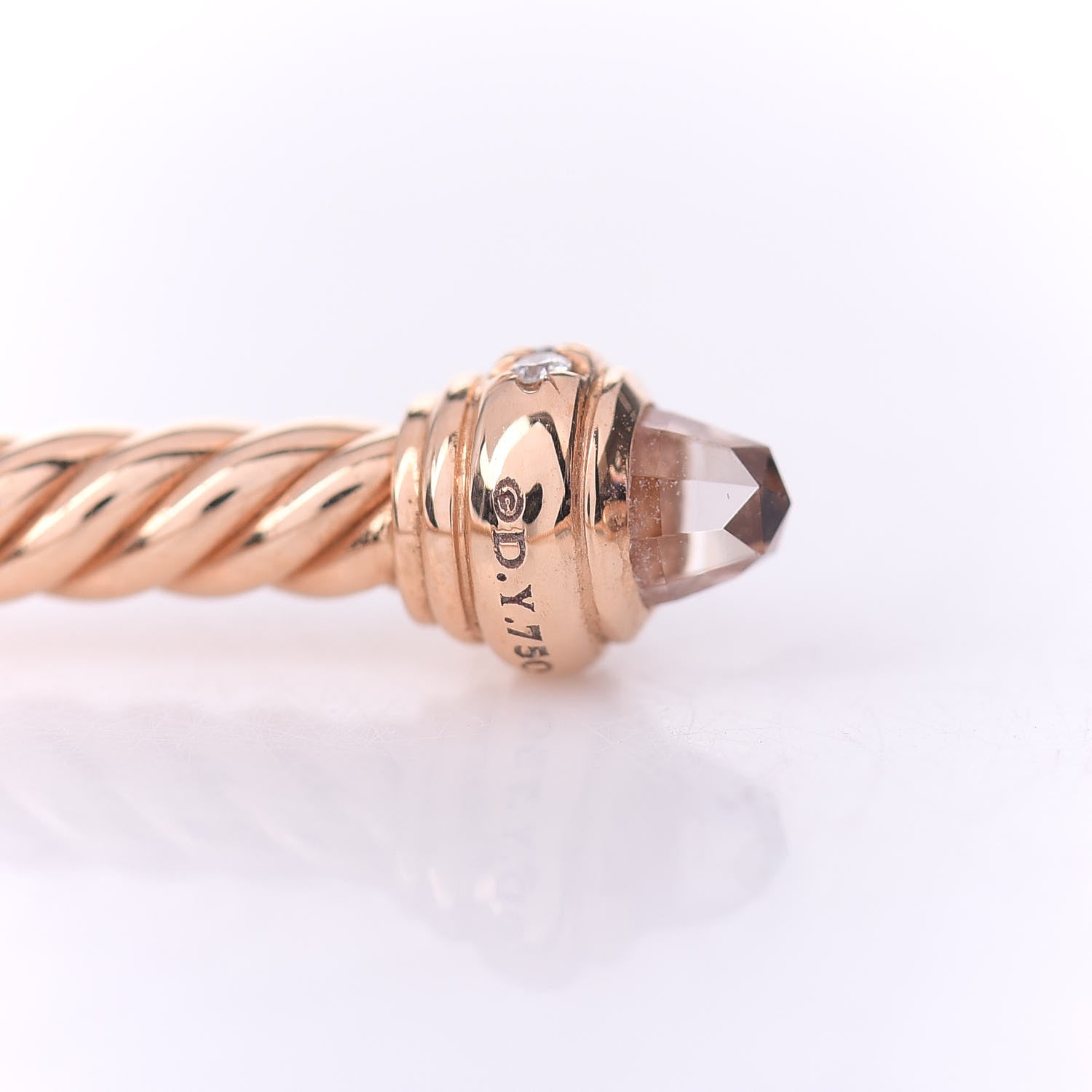 David Yurman 18K Rose Gold Diamond Morganite 3mm Cablespira Bracelet 4 of 5
