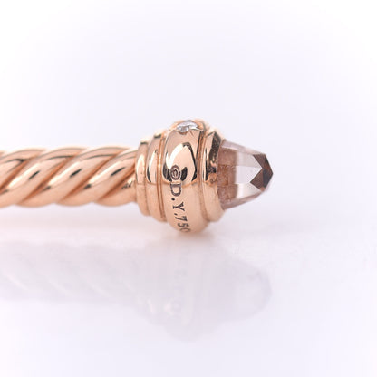 David Yurman 18K Rose Gold Diamond Morganite 3mm Cablespira Bracelet 4 of 5