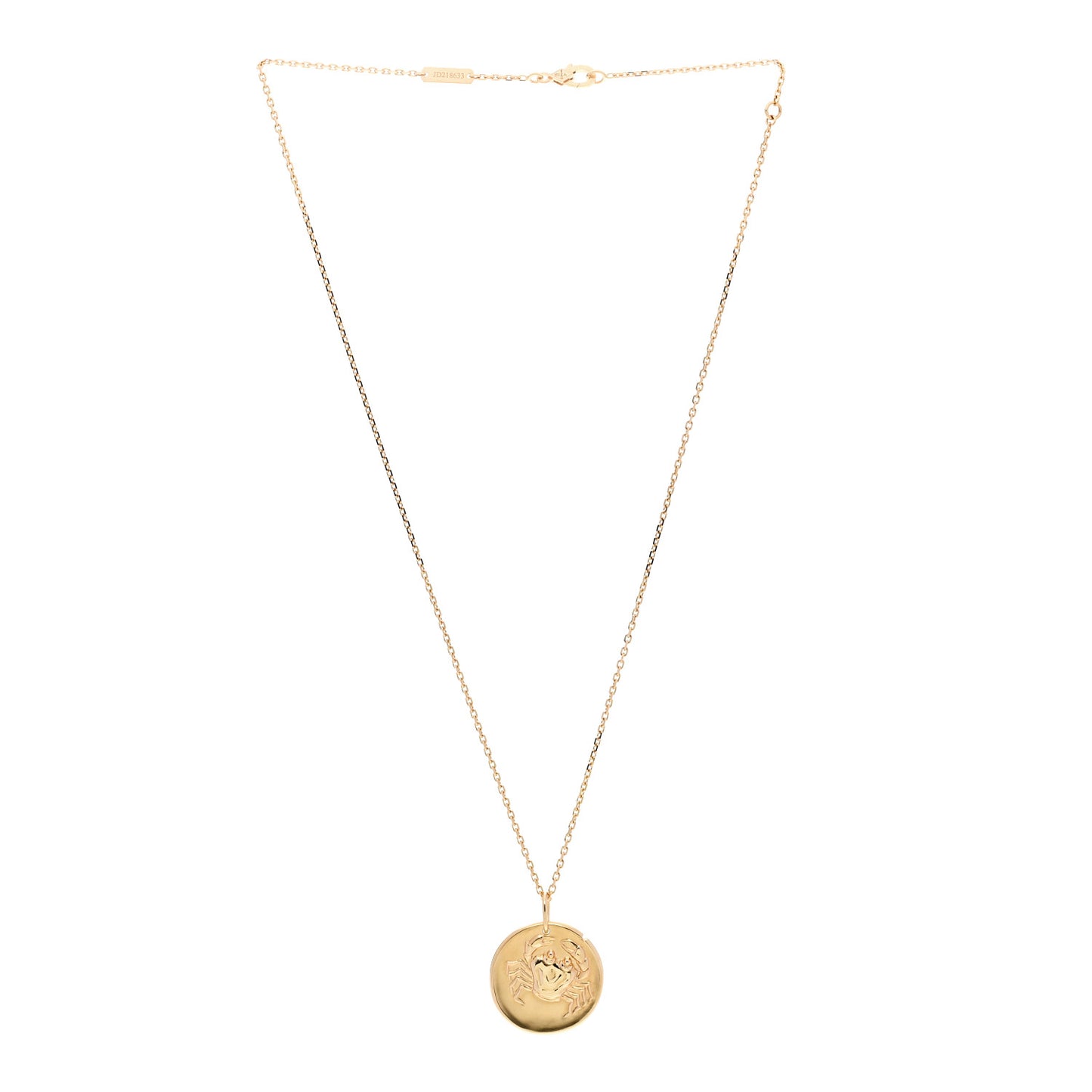 18K Yellow Gold Zodiac Cancer Pendant Necklace