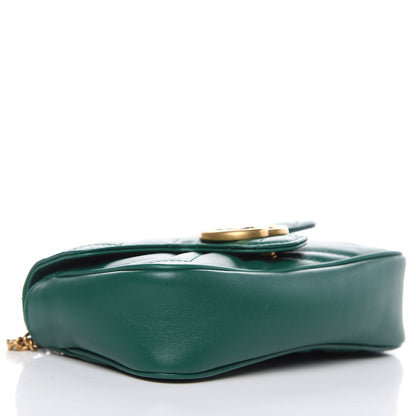 Gucci Calfskin Matelasse Super Mini GG Marmont Shoulder Bag Emerald Green 4 of 10