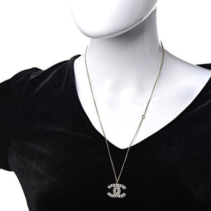 Chanel Pearl Crystal CC Pendant Necklace Gold 2 of 4
