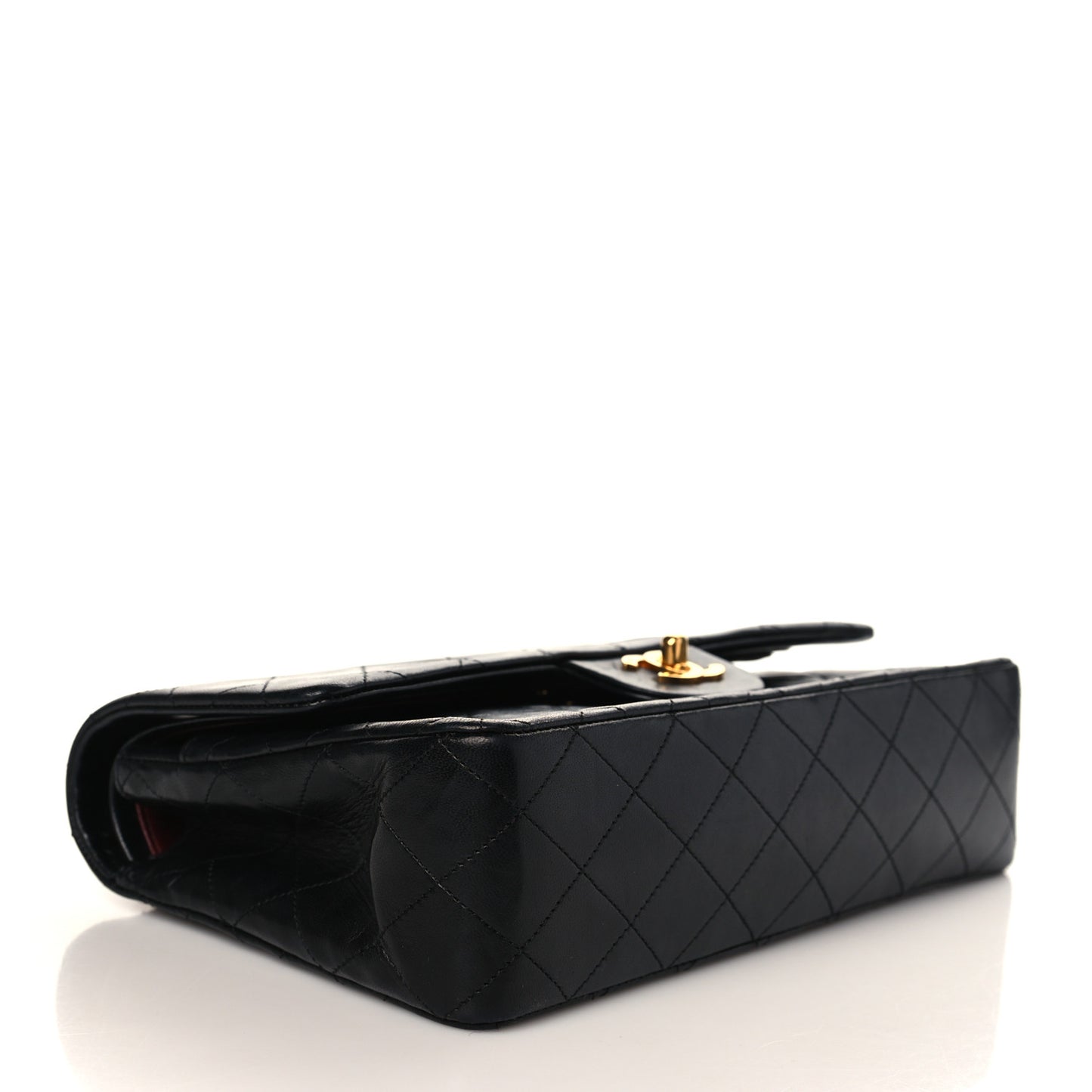 Lambskin Quilted Medium Double Flap Black