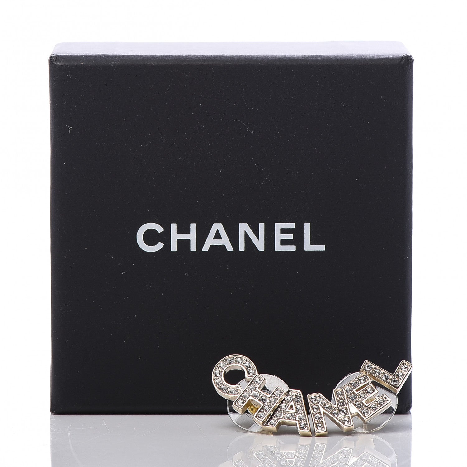 Chanel Crystal Pearl Signature Stud Earrings Gold 5 of 5