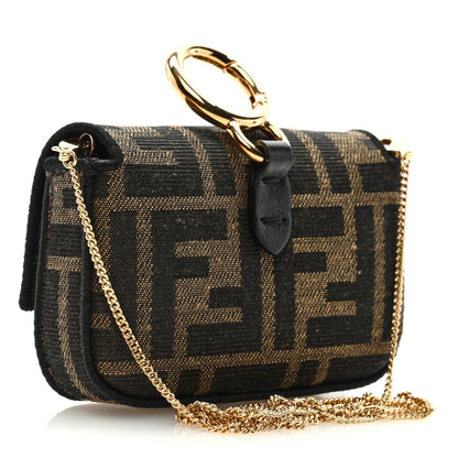 Fendi Fabric Jacquard FF 1974 Nano Baguette Charm Tobacco Moro Black 2 of 7