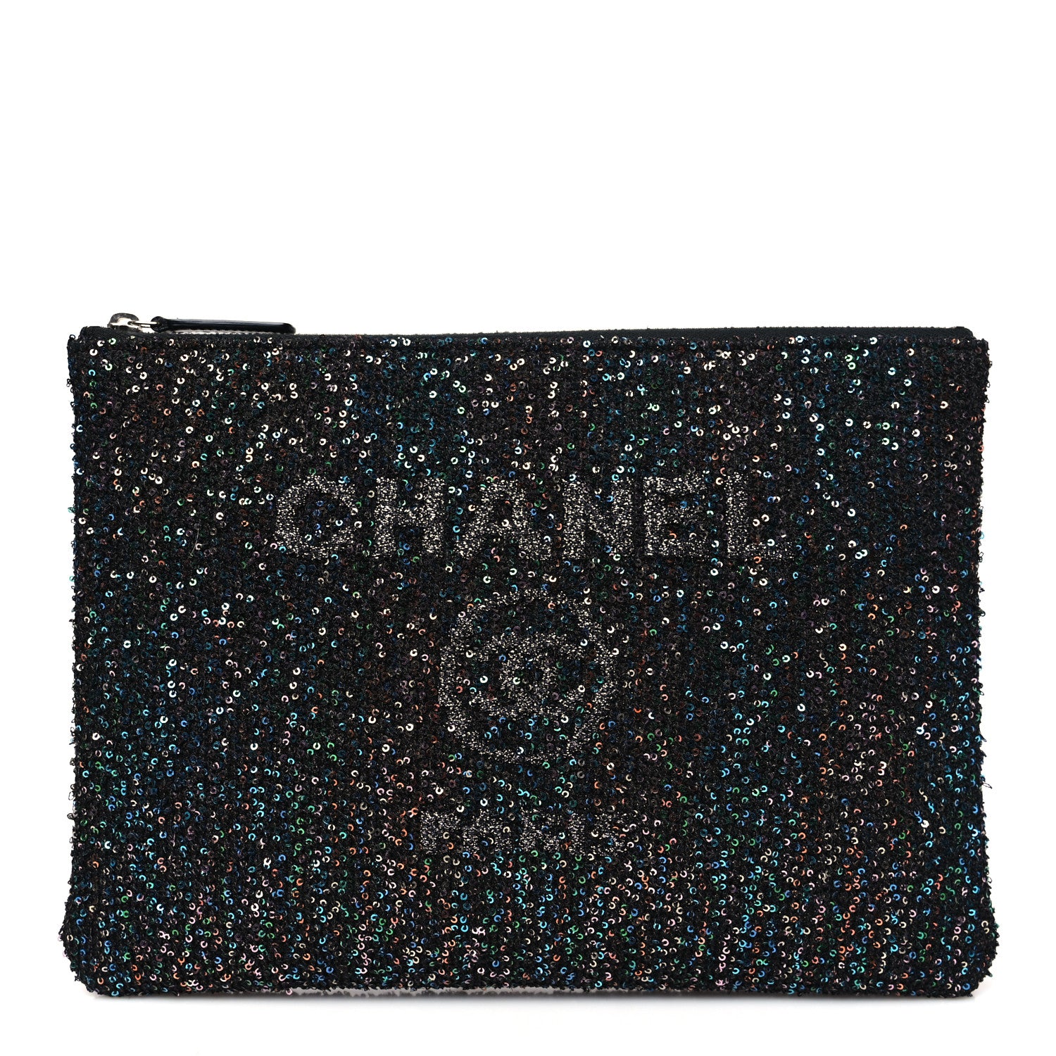 Chanel Canvas Sequin Medium Deauville Cosmetic Pouch Black 1 of 8