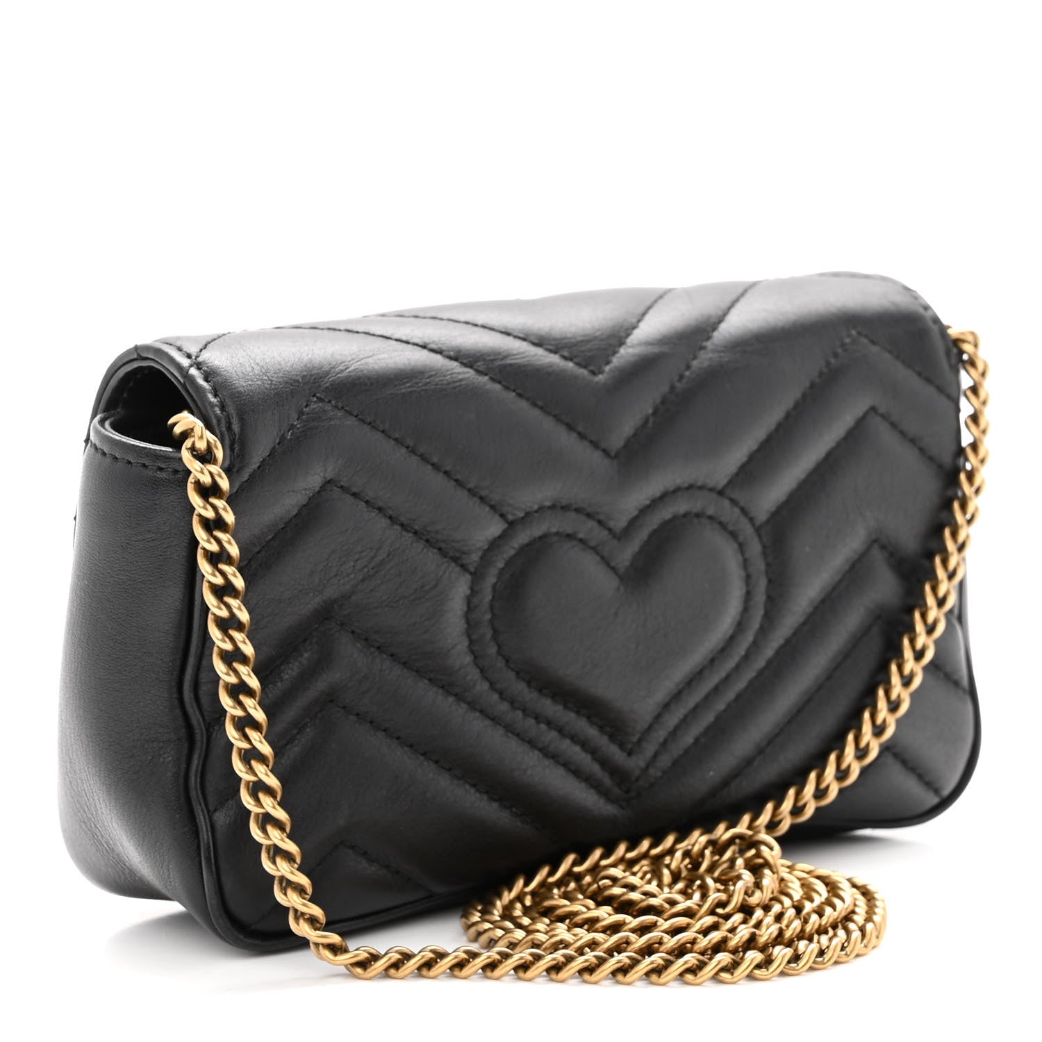 Gucci Calfskin Matelasse Super Mini GG Marmont Shoulder Bag Black 3 of 11