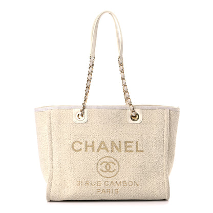 Chanel Lurex Boucle Small Deauville Tote White 1 of 16