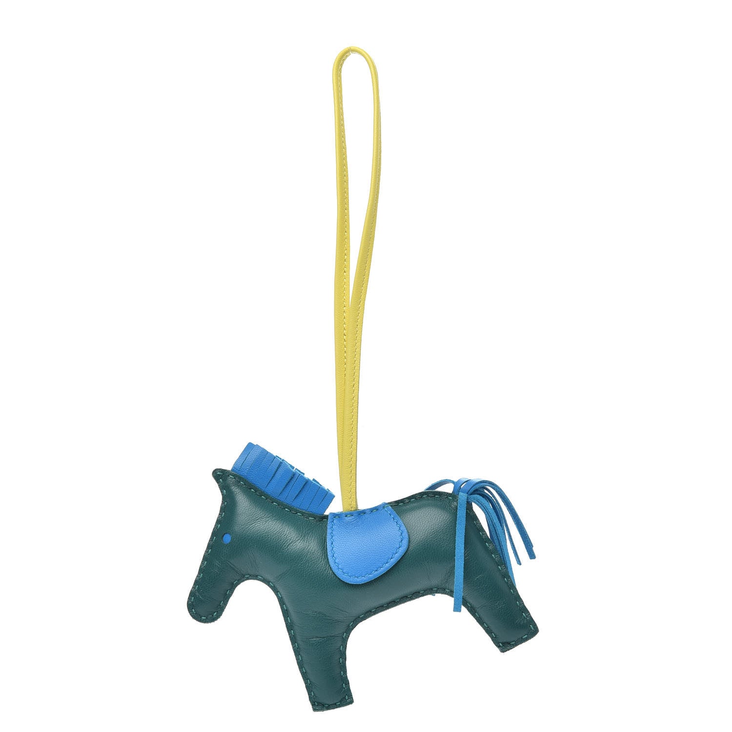 Hermes Milo Lambskin Grigri Rodeo Horse Bag Charm MM Malachite Bleu Zanzibar Lime 1 of 3