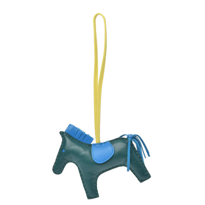 Hermes Milo Lambskin Grigri Rodeo Horse Bag Charm MM Malachite Bleu Zanzibar Lime 1 of 3