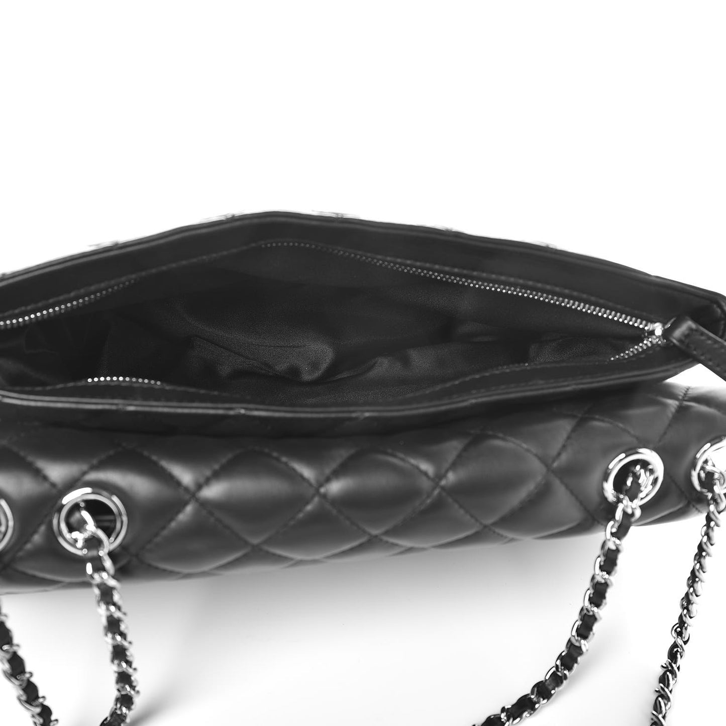 Lambskin Quilted Jumbo 3 Flap Bag Black