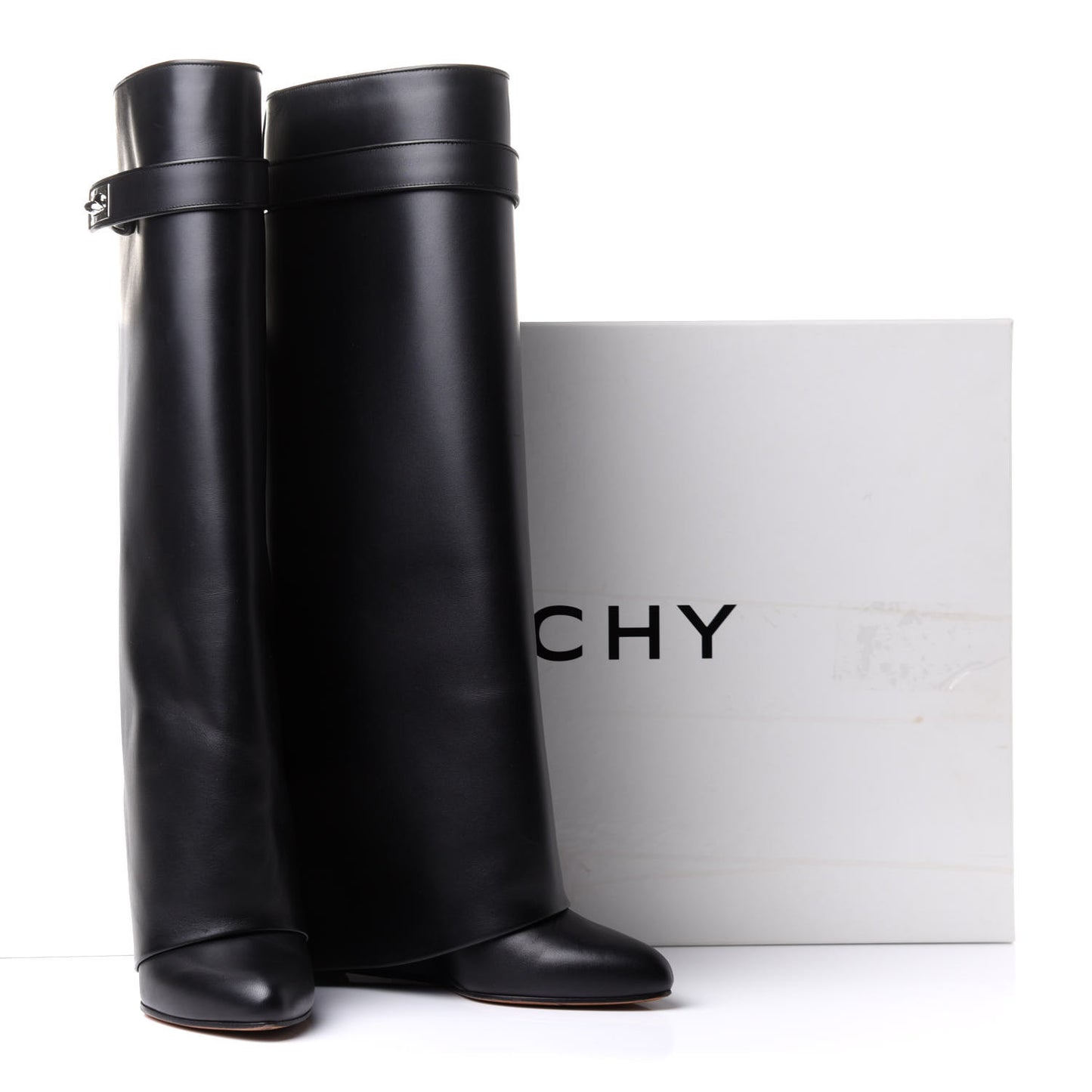 Calfskin Shark Lock Pant Boots 37 Black