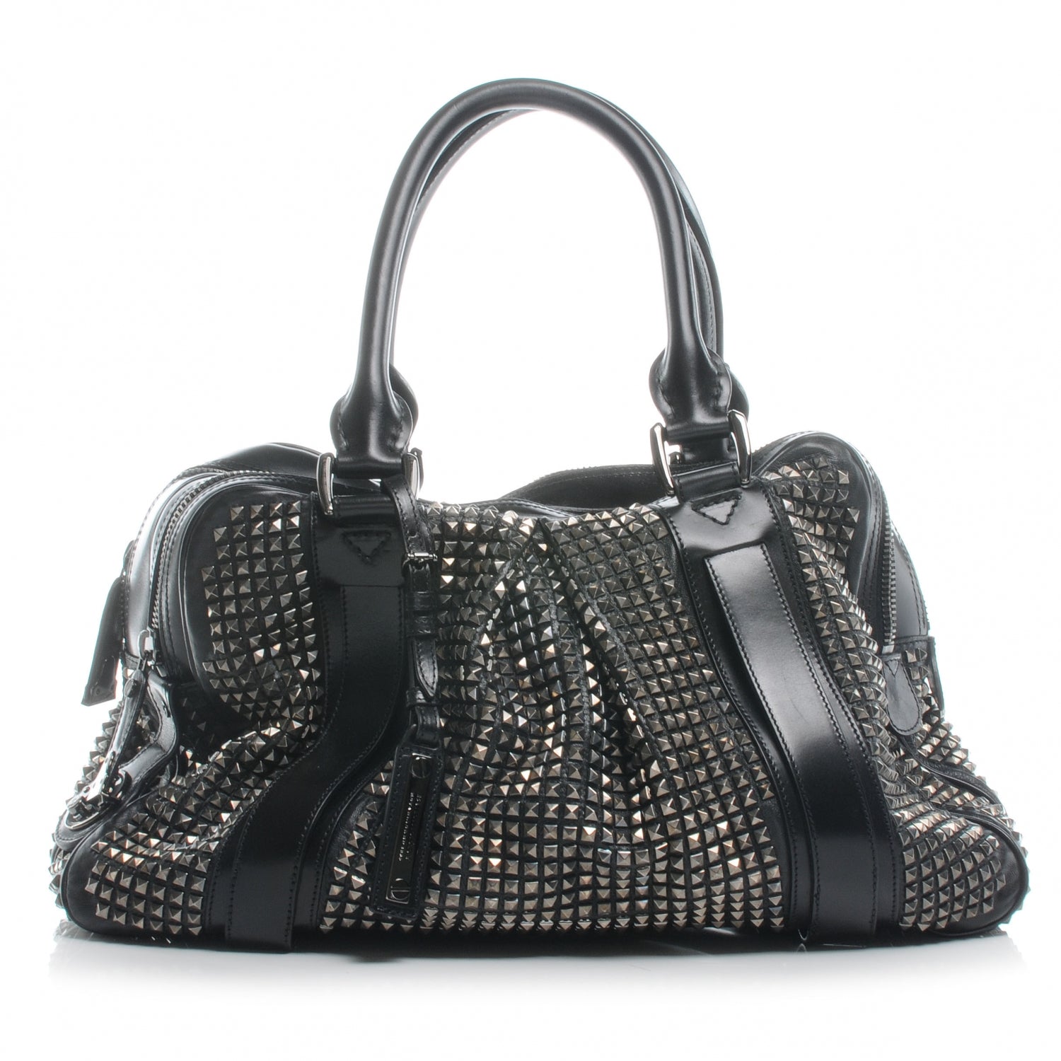 Burberry Prorsum Calfskin Studded Knight Satchel Black 1 of 9