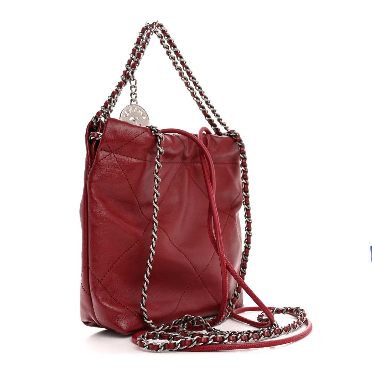 Shiny Calfskin Quilted Mini Chanel 22 Red