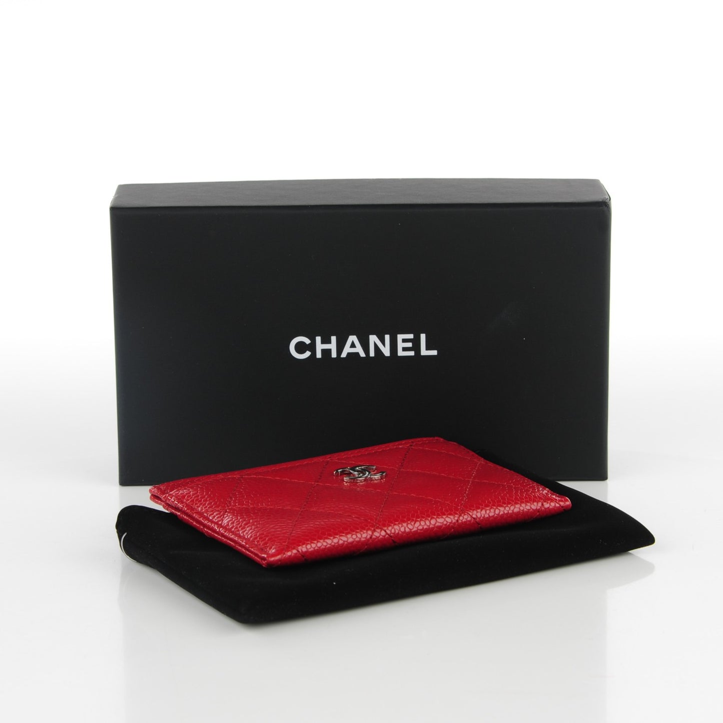 Caviar Quilted Card Holder Red