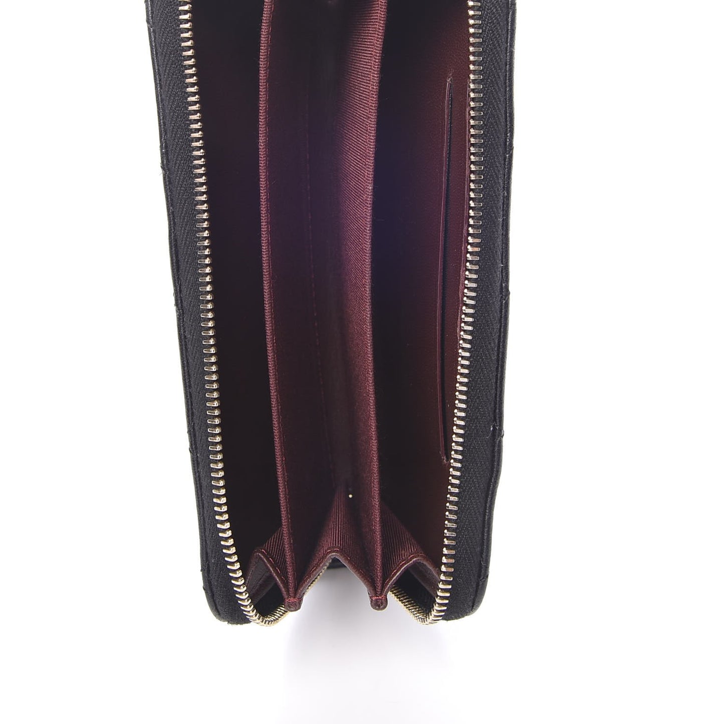 Lambskin Quilted Small Zip Around Wallet Black