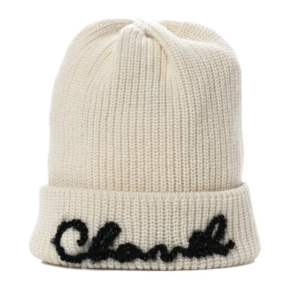 Chanel Cashmere Logo Beanie Hat Ivory 1 of 5