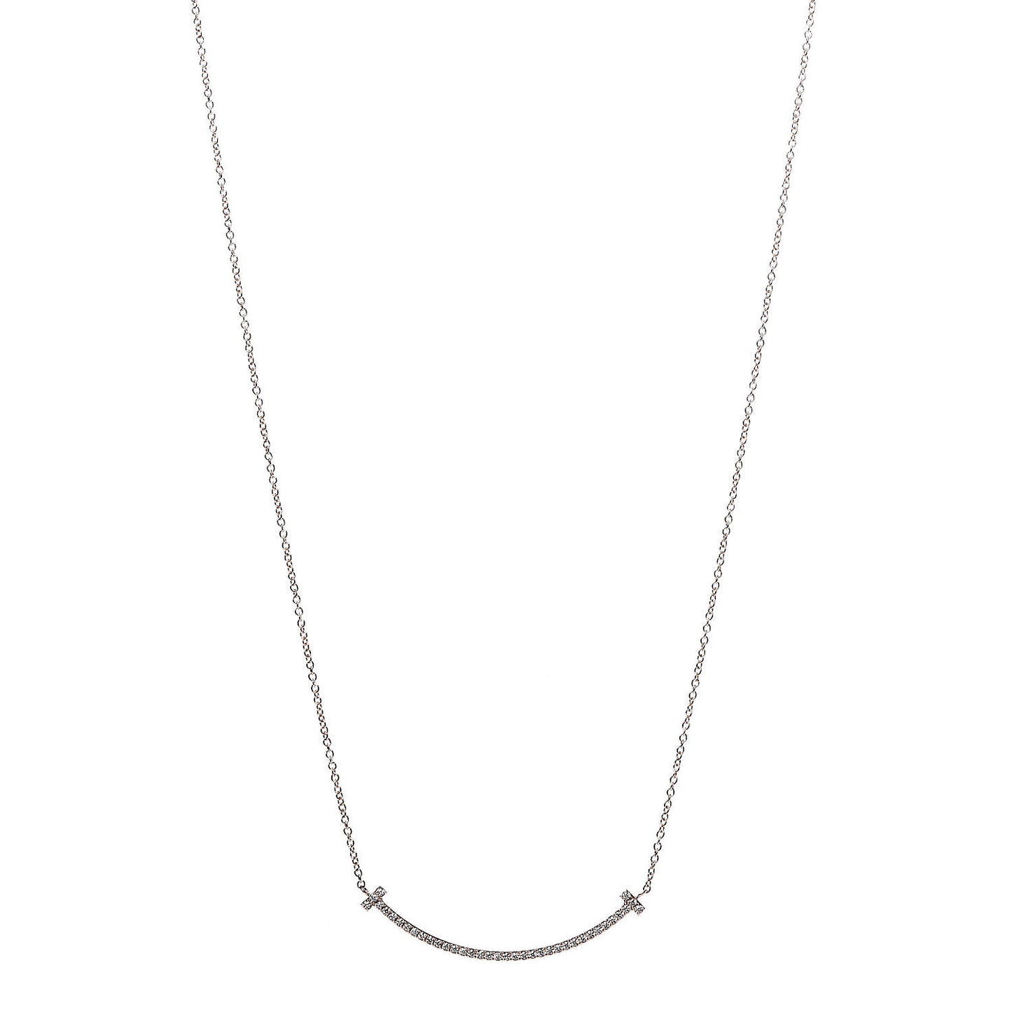 18K Rose Gold Diamond Small T Smile Pendant Necklace