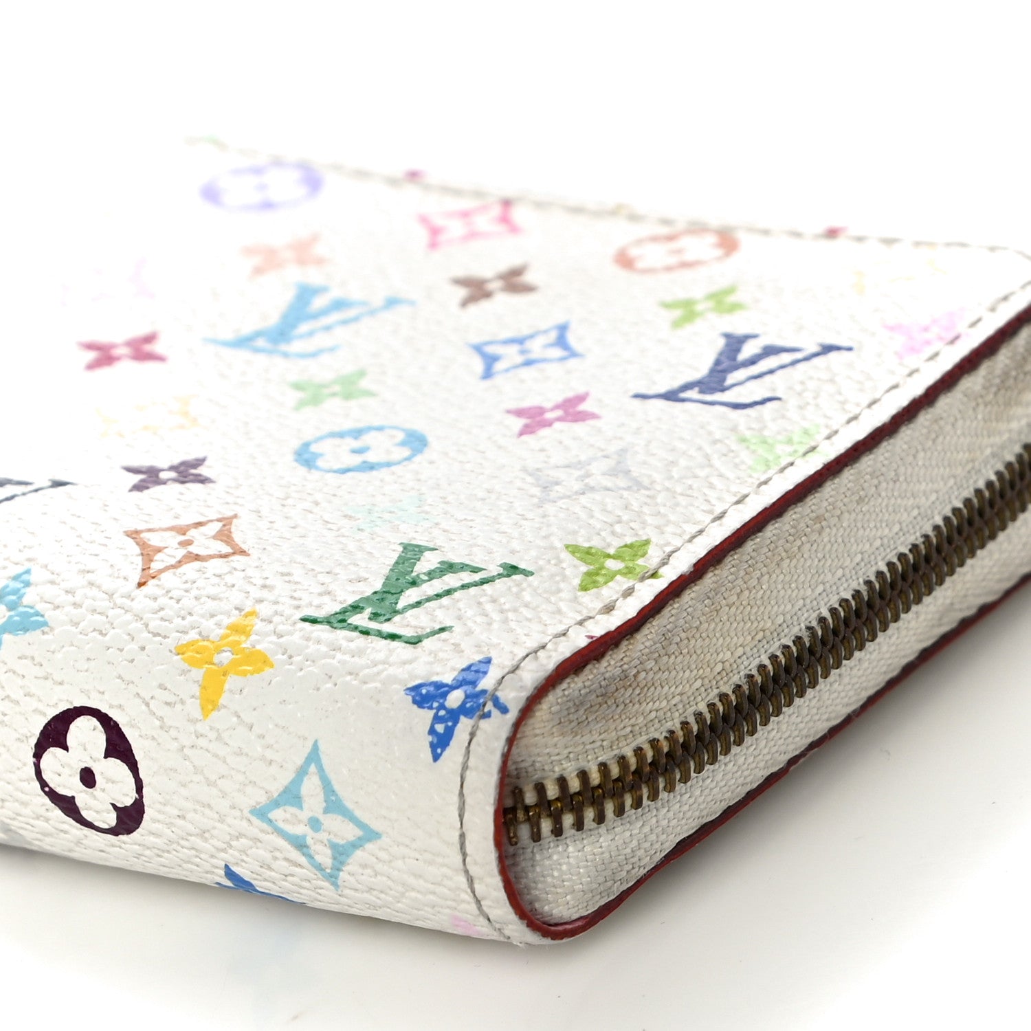 Louis Vuitton Monogram Multicolor Zippy Coin Purse Wallet White Litchi 9 of 14