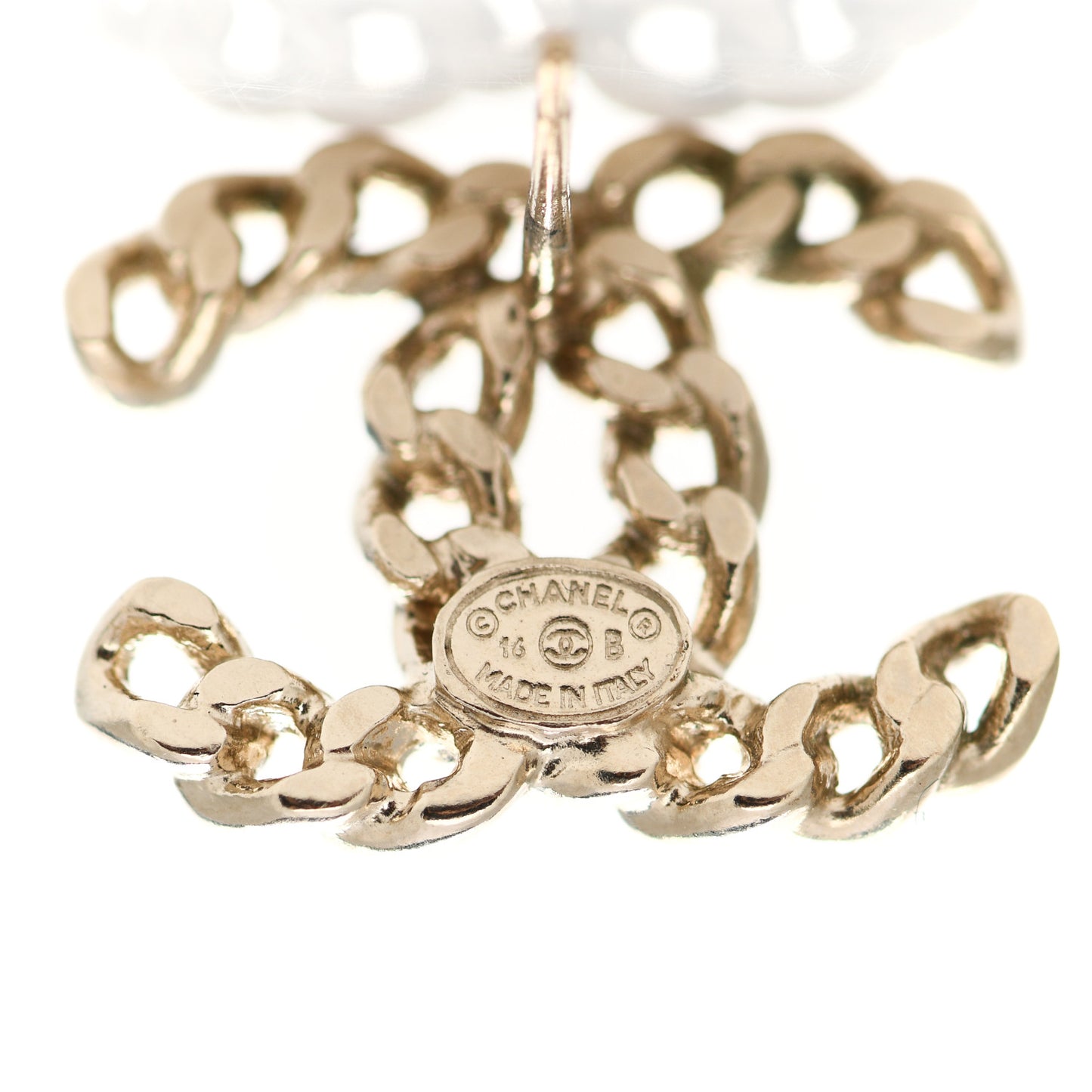 Metal Chain Link CC Earrings Gold