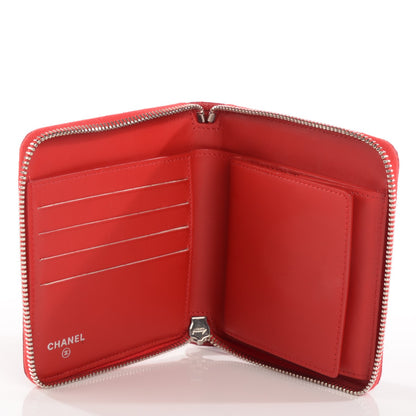 Chanel Caviar Quilted Compact Zip Wallet Red 5 of 8