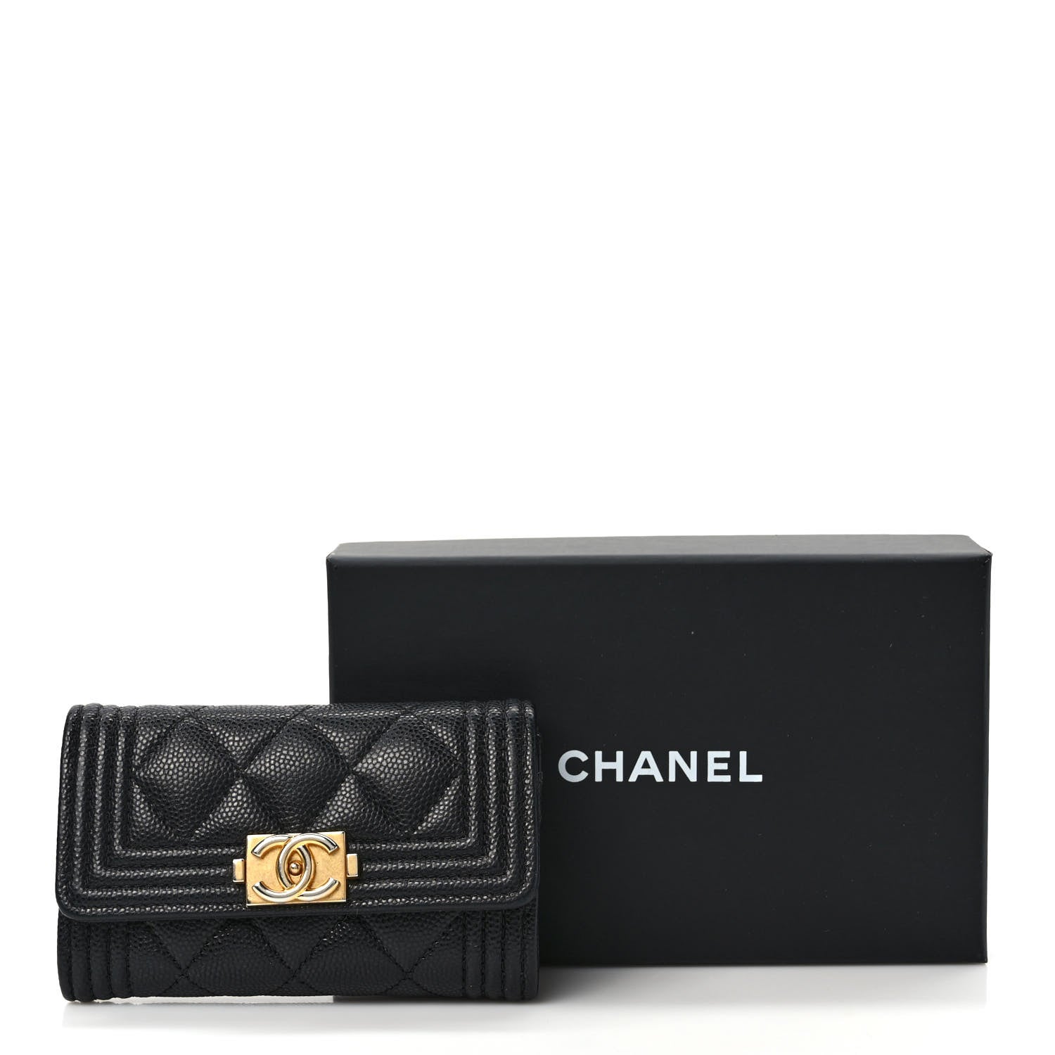 Chanel Caviar Quilted Boy Flap Card Holder Black 8 of 8