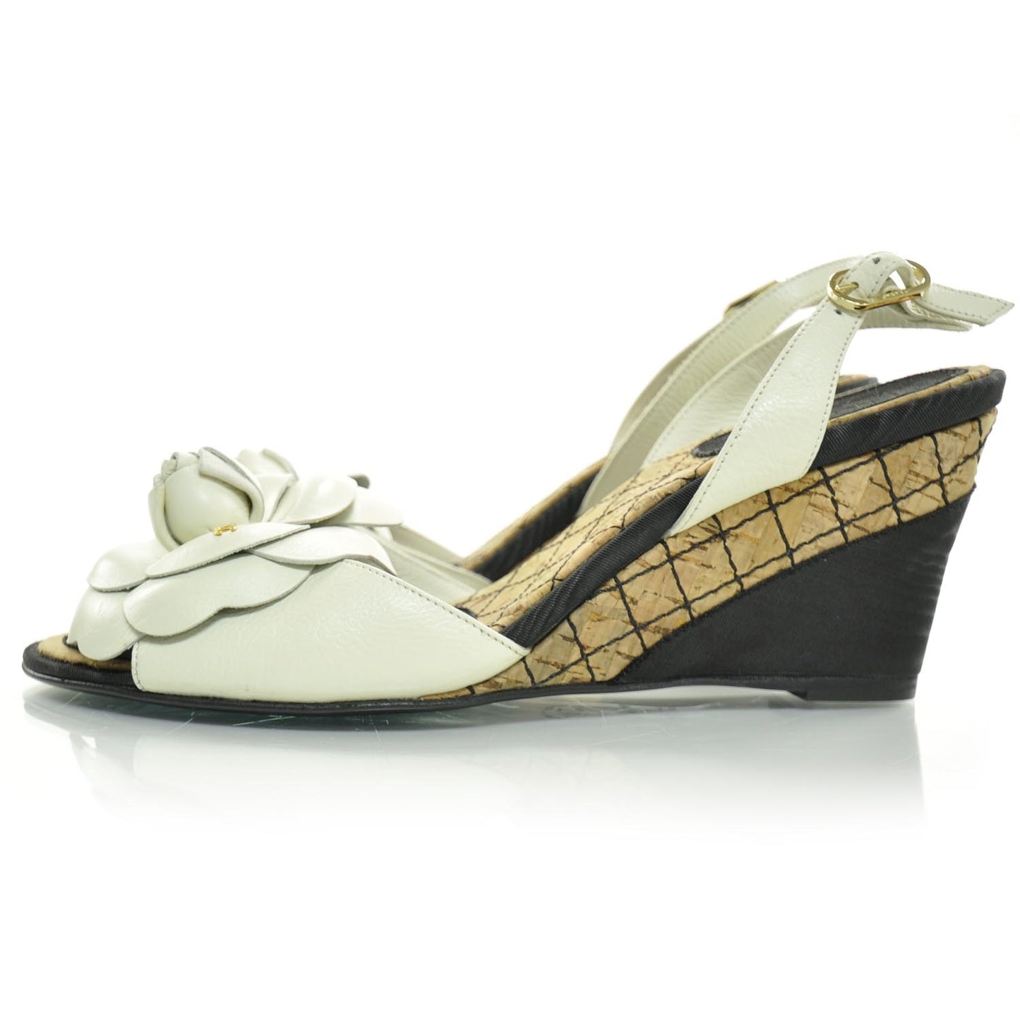 Cork Camellia Wedge Sandals 37.5