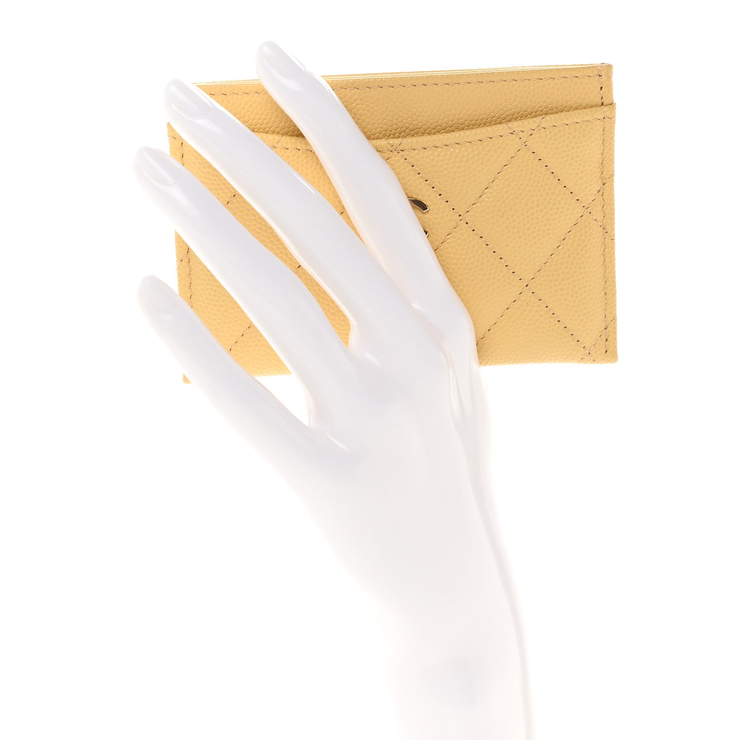 Chanel Caviar Quilted Card Holder Yellow 2 of 9
