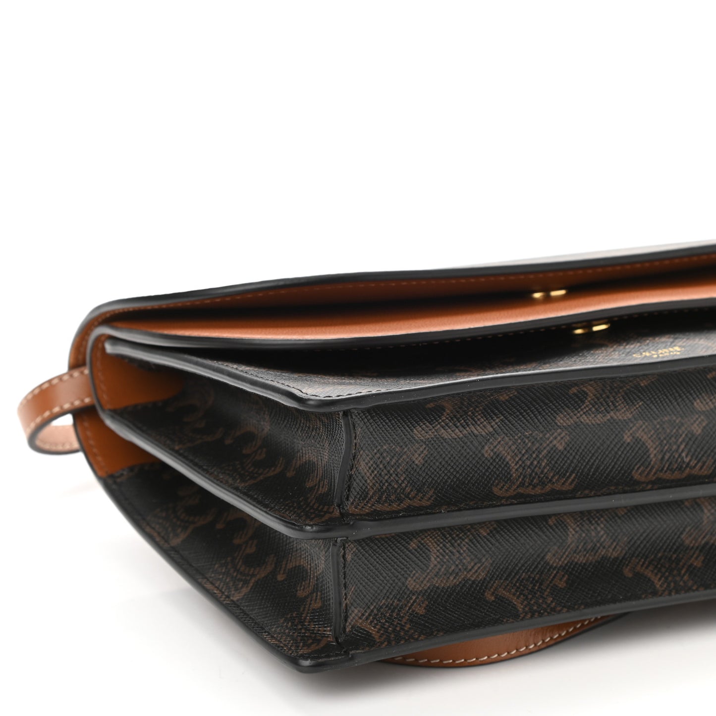 Triomphe Canvas Lambskin Wallet On Strap Tan