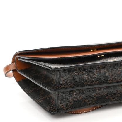 Celine Triomphe Canvas Lambskin Wallet On Strap Tan 9 of 10