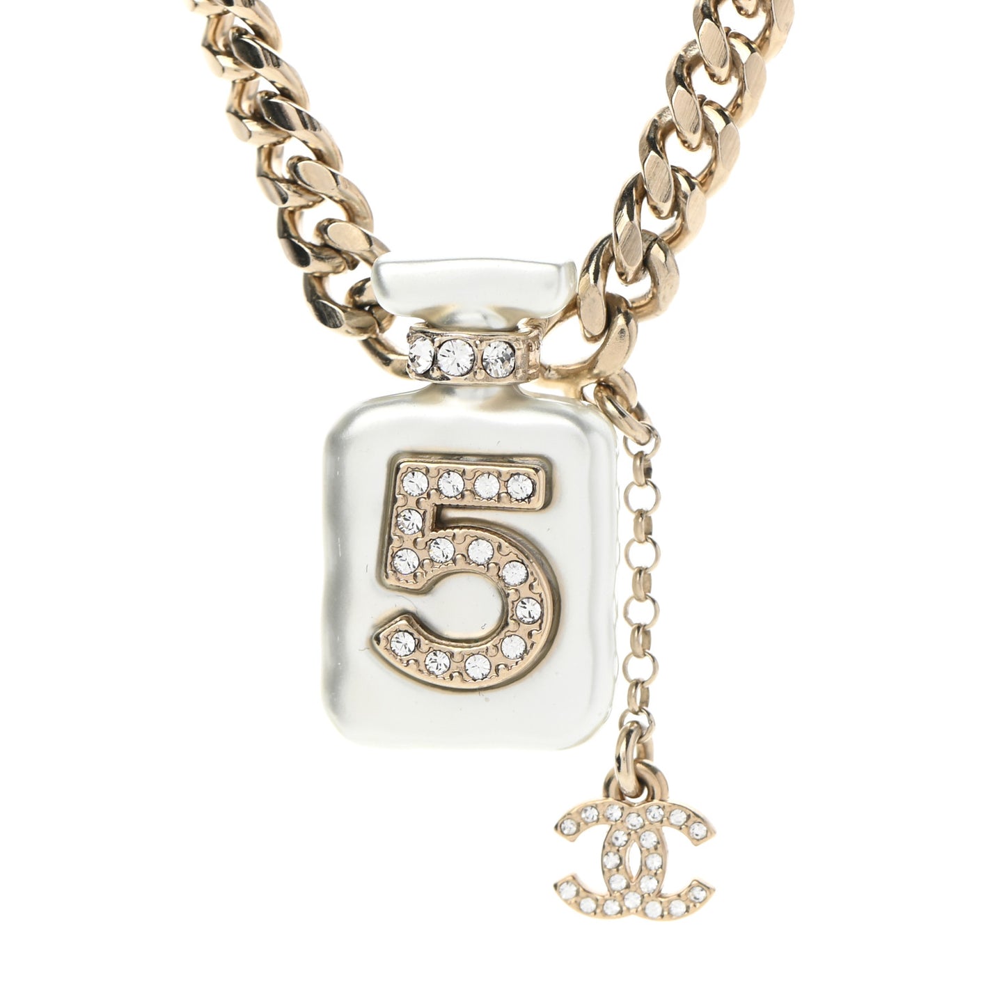 Resin Crystal CC No 5 Perfume Bottle Necklace