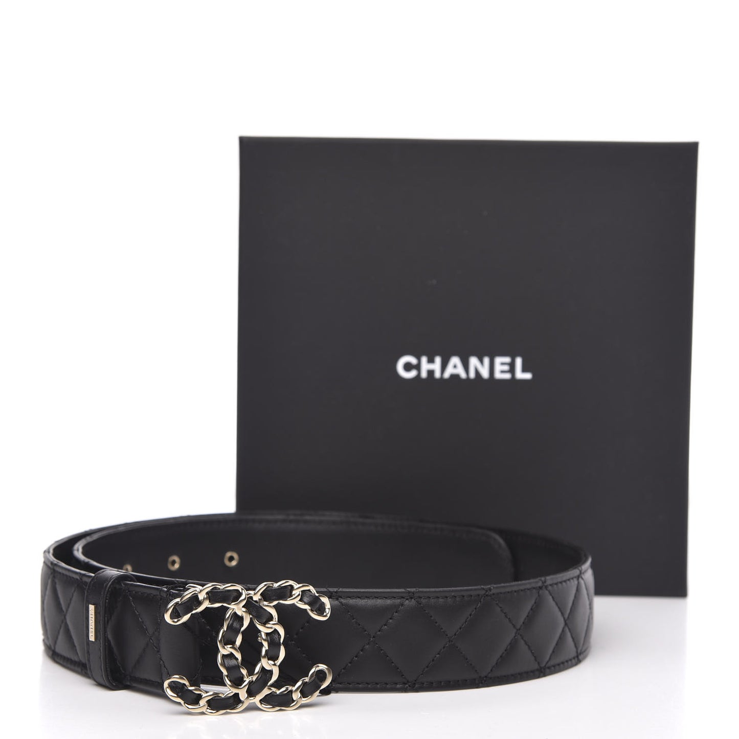 Lambskin Quilted CC Chain Belt 80 32 Black