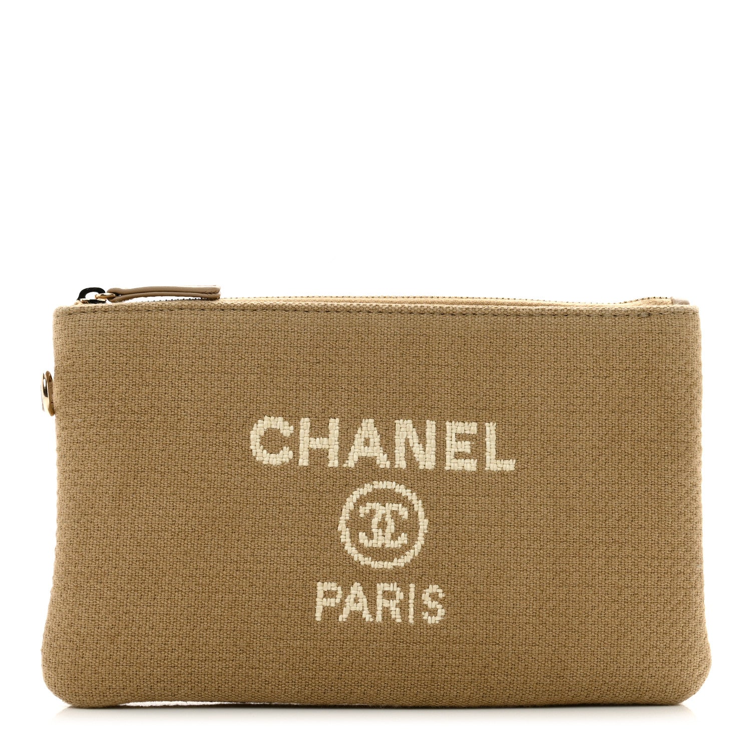 Chanel Mixed Fibers Small Deauville Pouch Beige 1 of 5