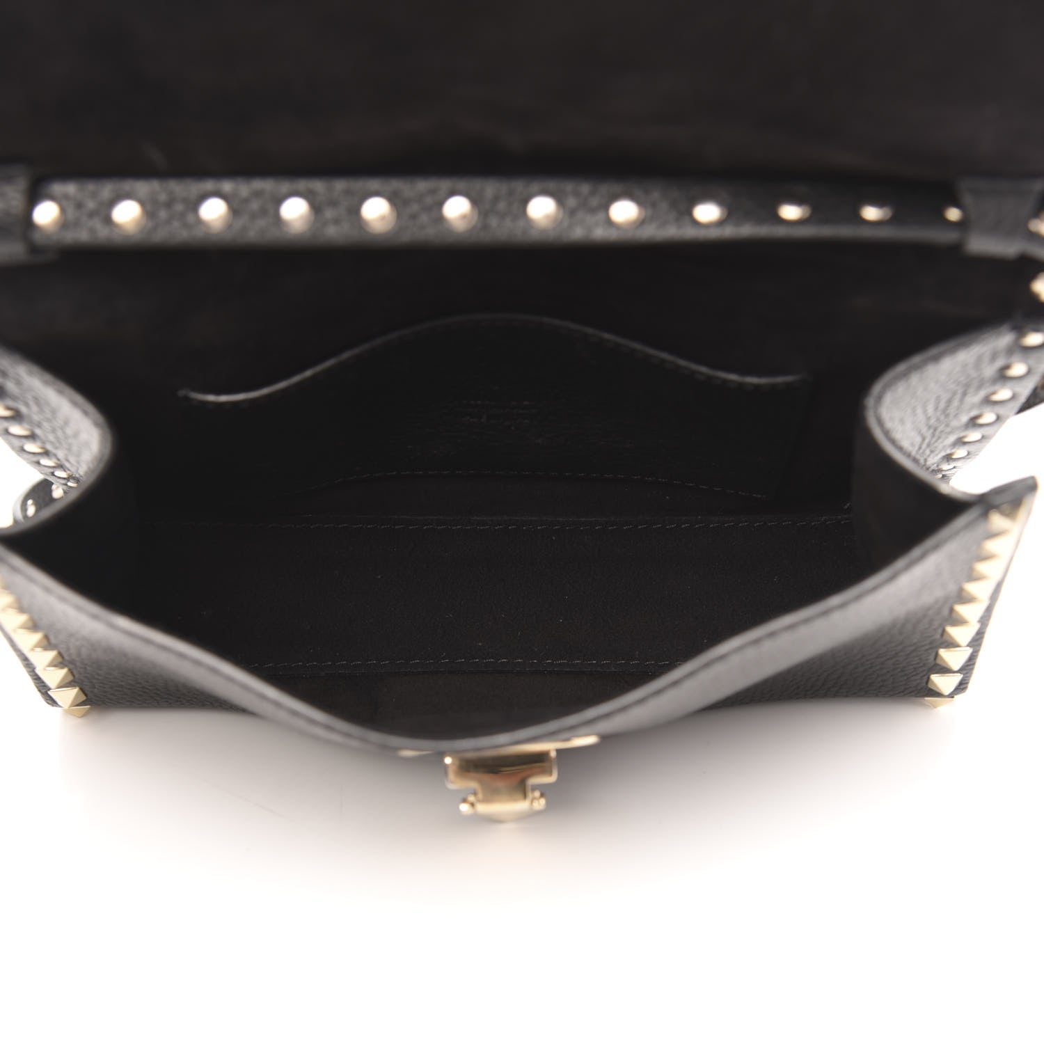 Valentino Garavani Pebbled Calfskin Medium Rockstud Flip Lock Crossbody Bag Black 5 of 14