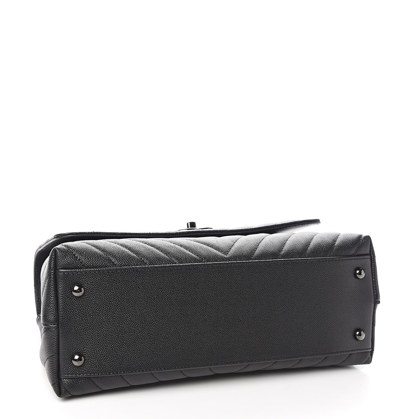 Caviar Chevron Quilted Small Coco Handle Flap So Black