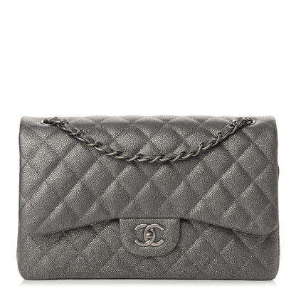 Chanel Iridescent Caviar Quilted Jumbo Double Flap Dark Silver 1 of 9