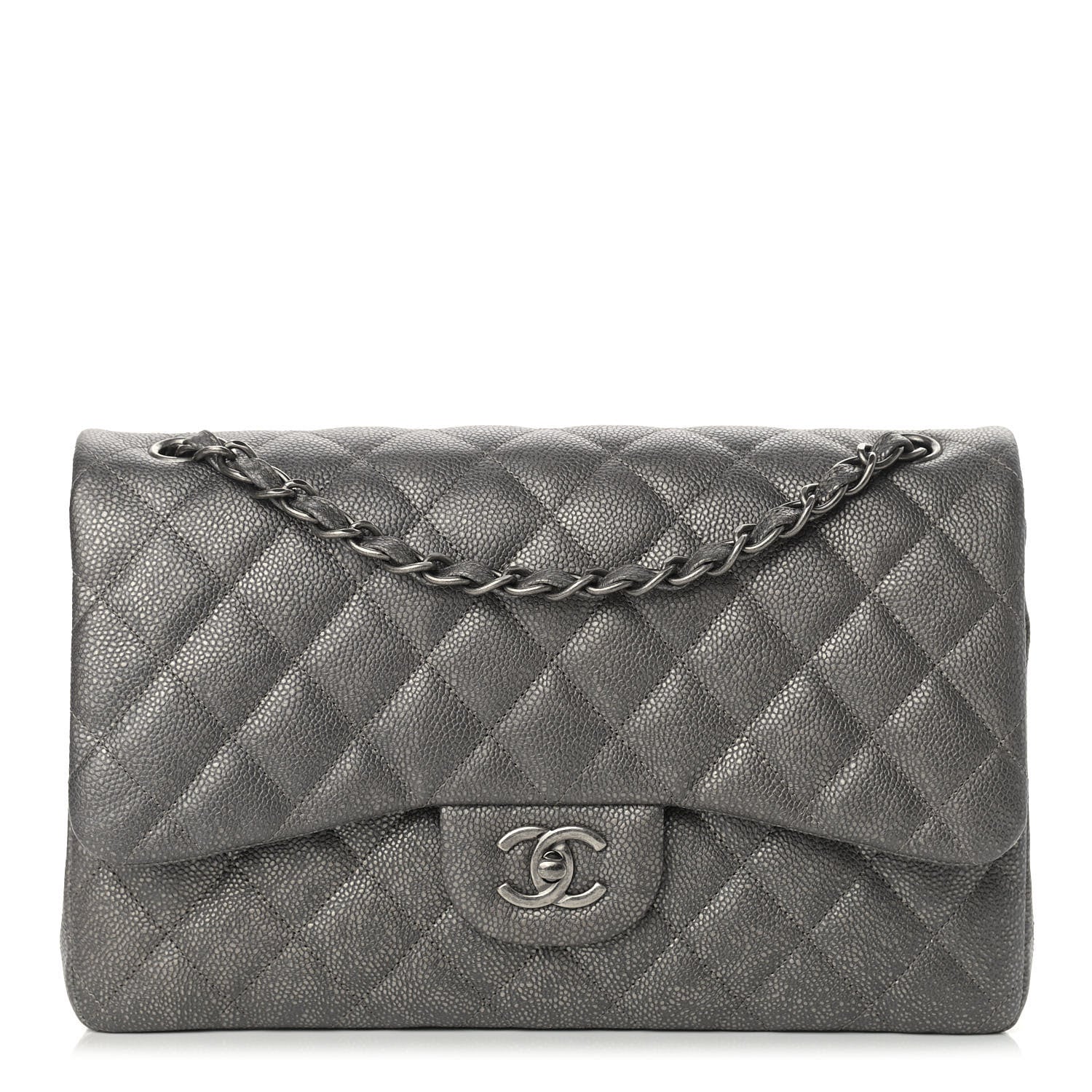 Chanel Iridescent Caviar Quilted Jumbo Double Flap Dark Silver 1 of 9