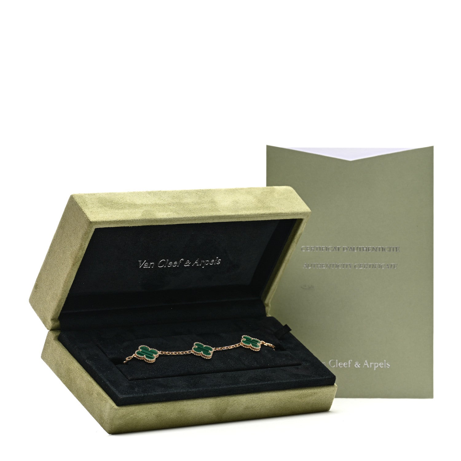 Van Cleef & Arpels 18K Yellow Gold Malachite 5 Motifs Vintage Alhambra Bracelet 5 of 5