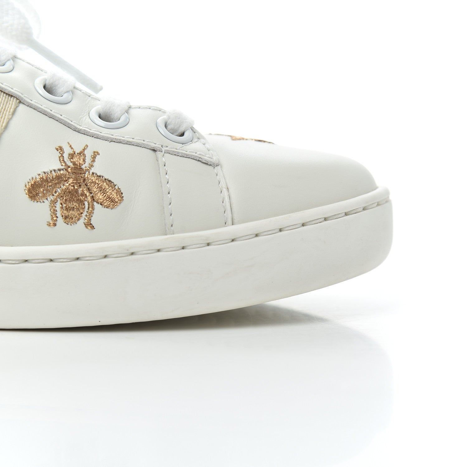 Gucci Calfskin Bee Star Embroidered Sylvie Web Ace Sneakers 35 White 11 of 20