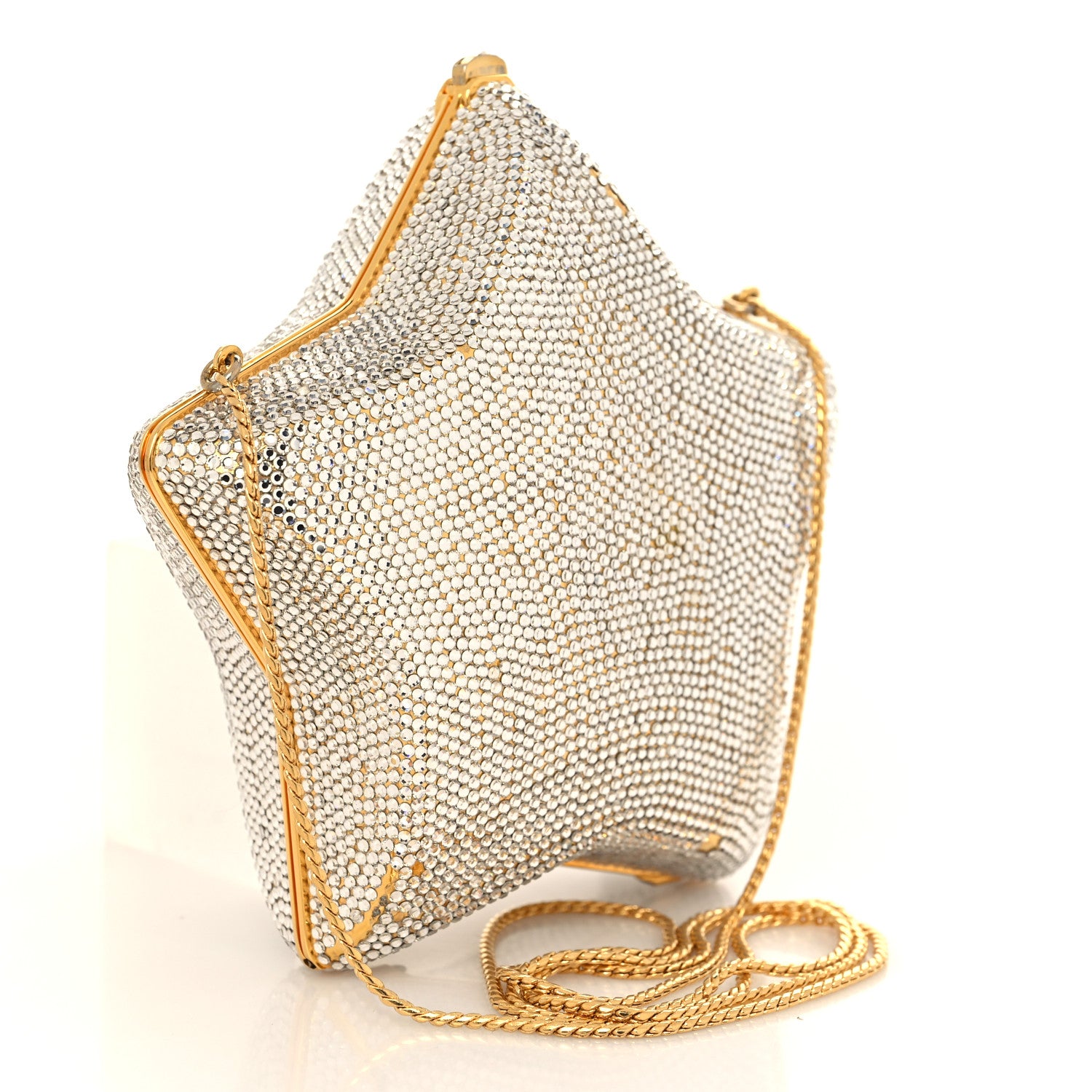 Judith Leiber Swarovski Crystal Star Minaudiere Clutch Gold 3 of 23