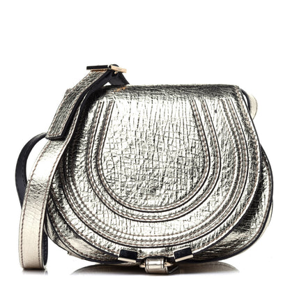 Chloe Metallic Calfskin Mini Marcie Round Crossbody Bag Gold 1 of 12