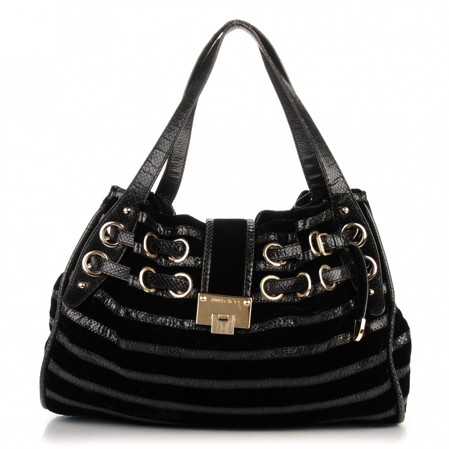 Jimmy Choo Velvet Snakeskin Ramona Black 1 of 7