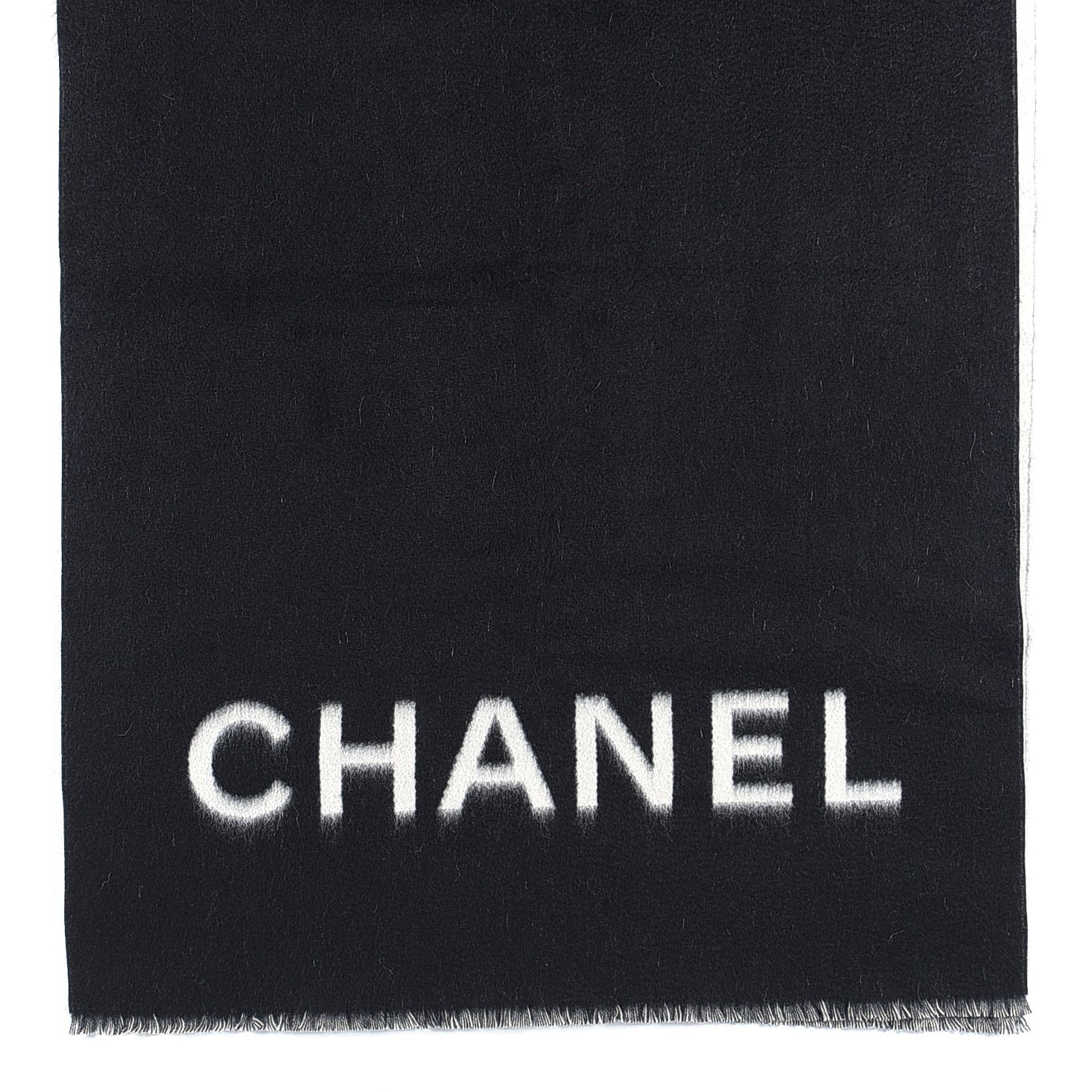 Cashmere CC Fringe Stole Black White