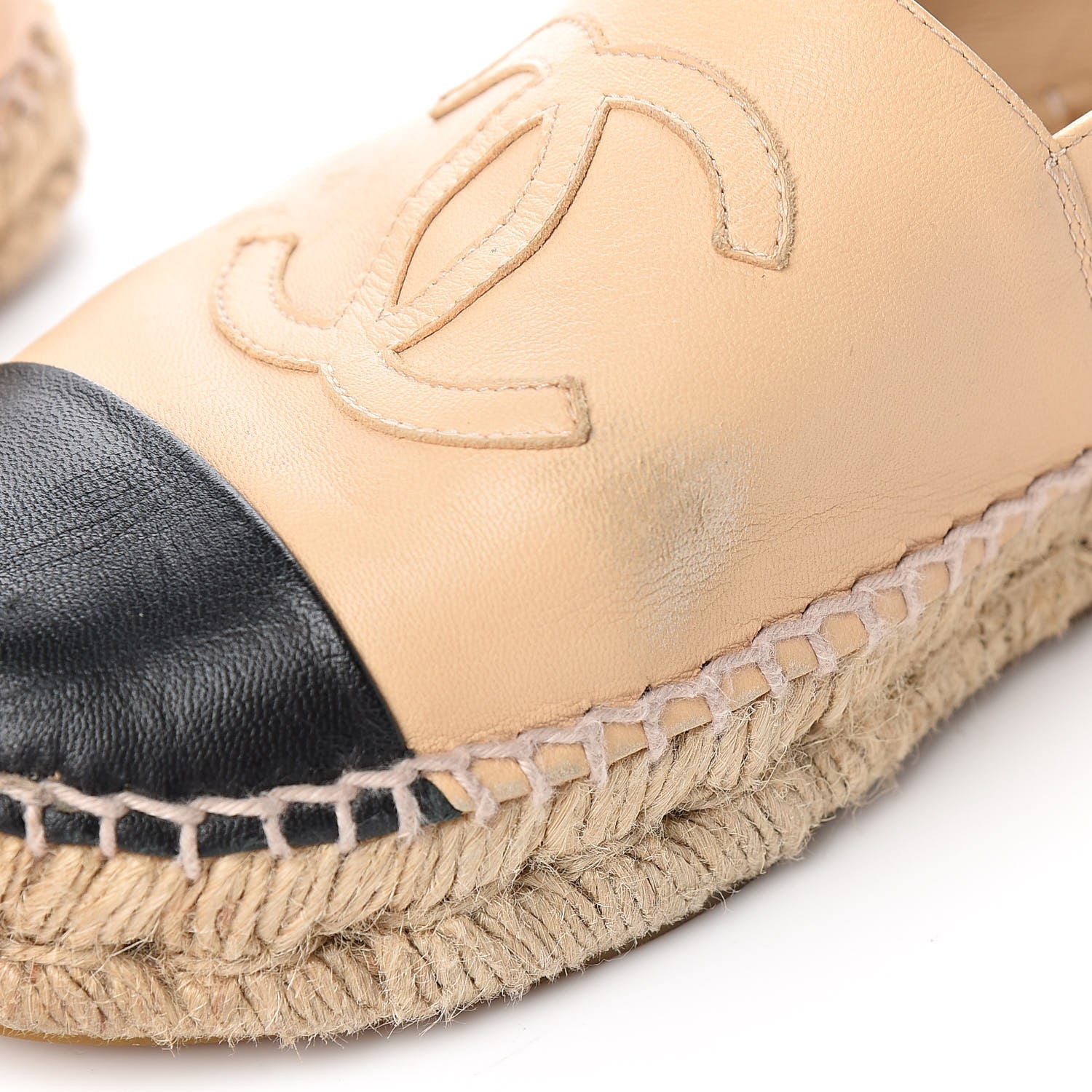 Chanel Lambskin CC Espadrilles 37 Beige Black 11 of 15