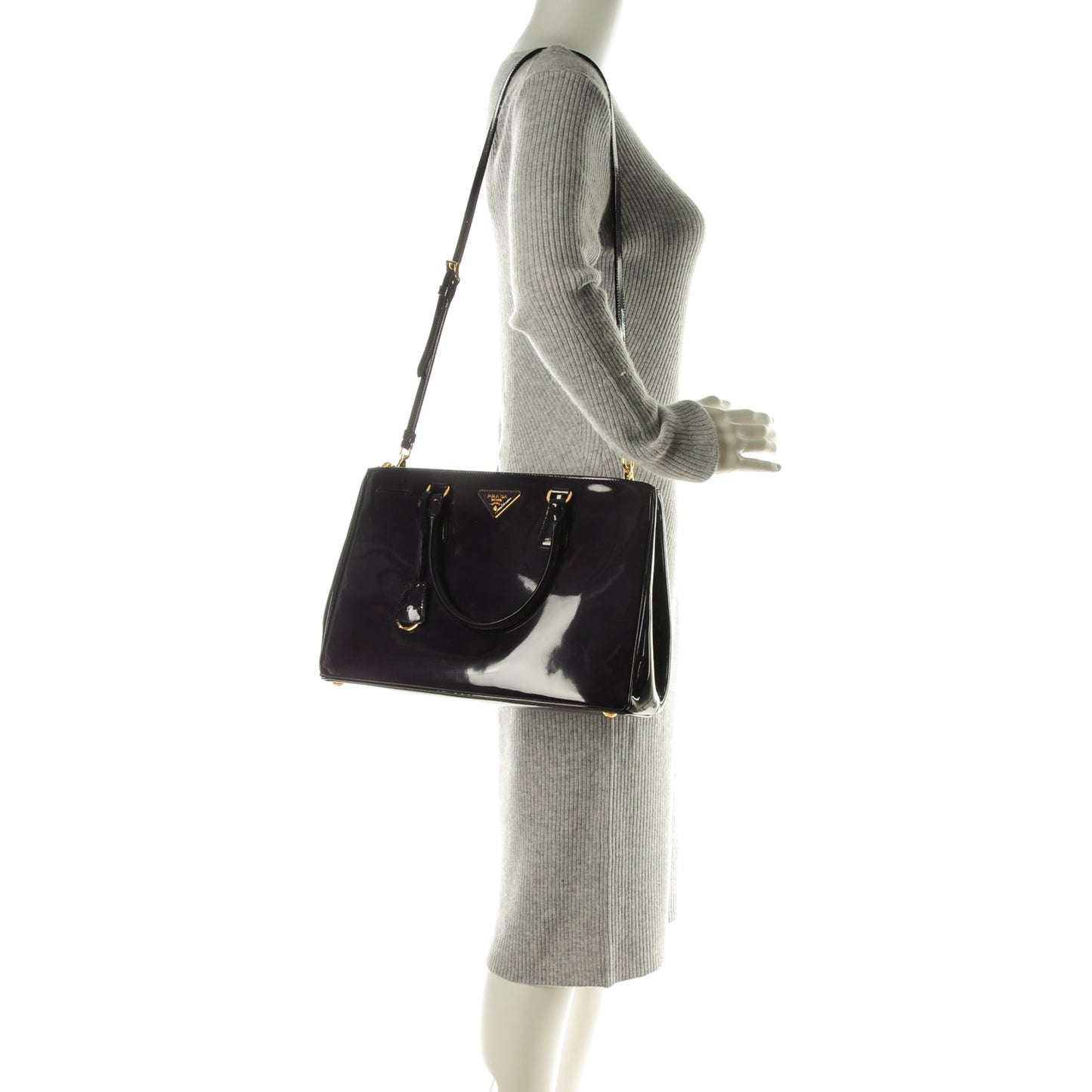 Spazzolato Large Galleria Double Zip Tote Viola Fume