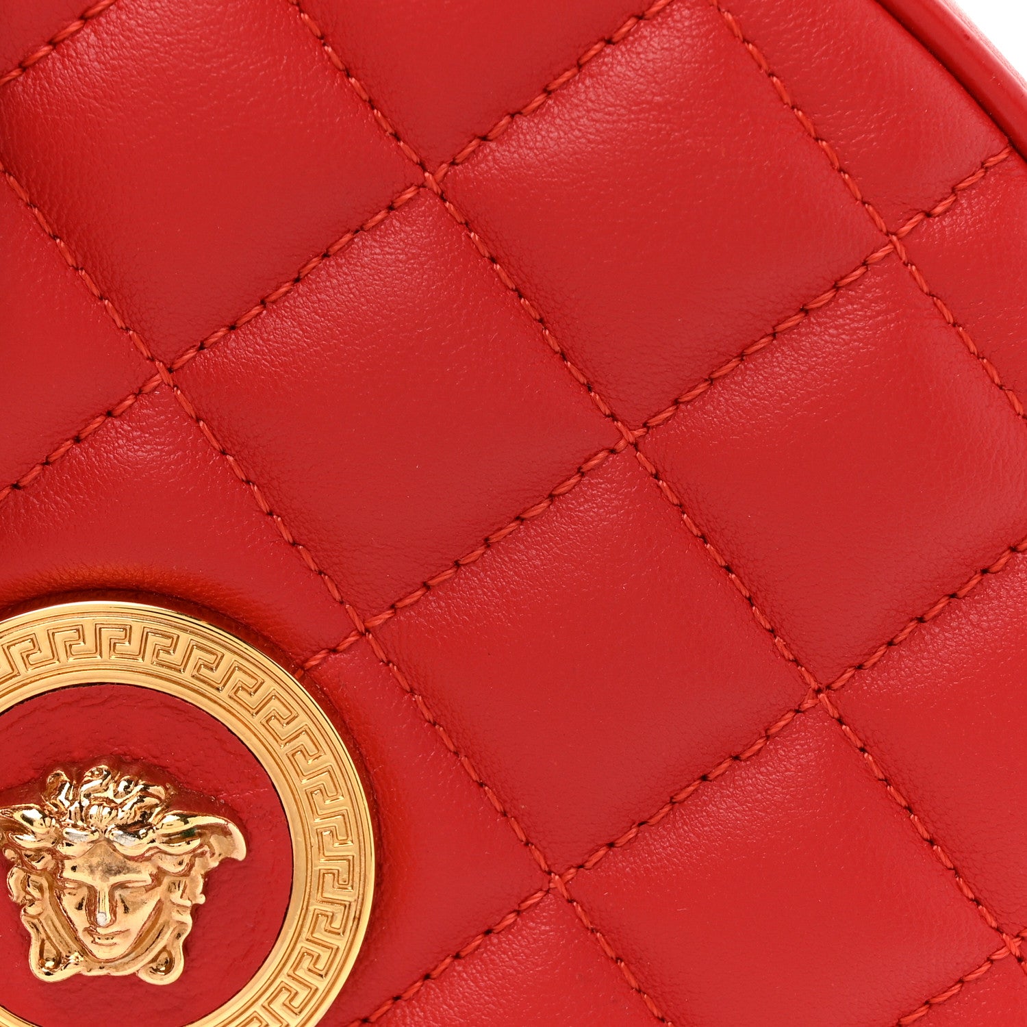Versace Nappa Quilted La Medusa Round Camera Bag Red 7 of 9