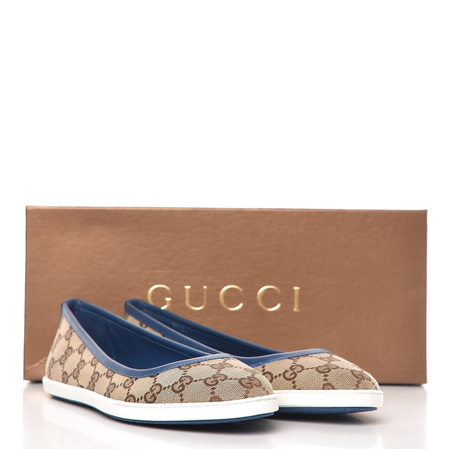 Monogram Miro Soft Calfskin Ballet Flats 37 Beige Ebony Blue