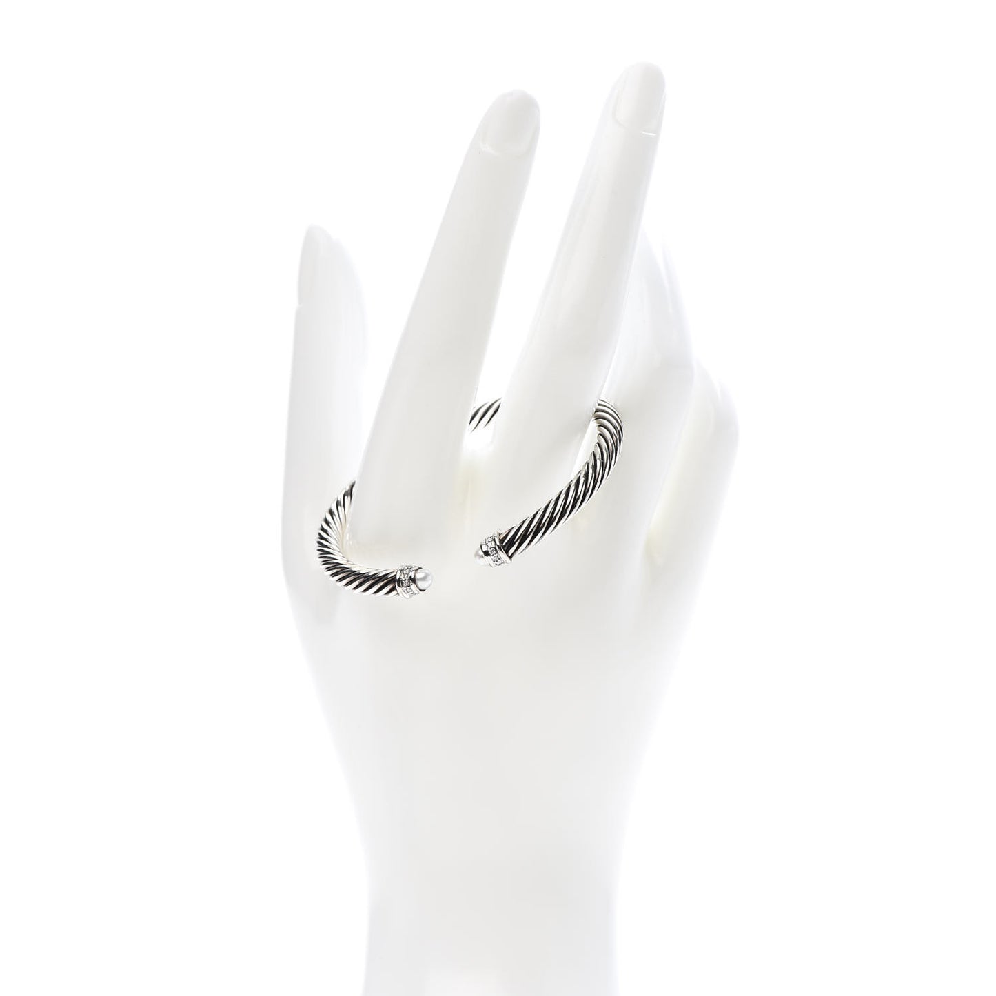 Sterling Silver Diamond Pearl 5mm Cable Classics Bracelet
